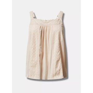 Torrid Womens Plus Size 5X/28 Gauze Flowy Crochet Trim Cami in Angel Wing 968
